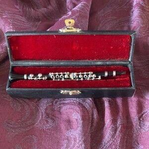 Mini novelty only Ebony Clarinet Piccolo in Black and Silver with Case